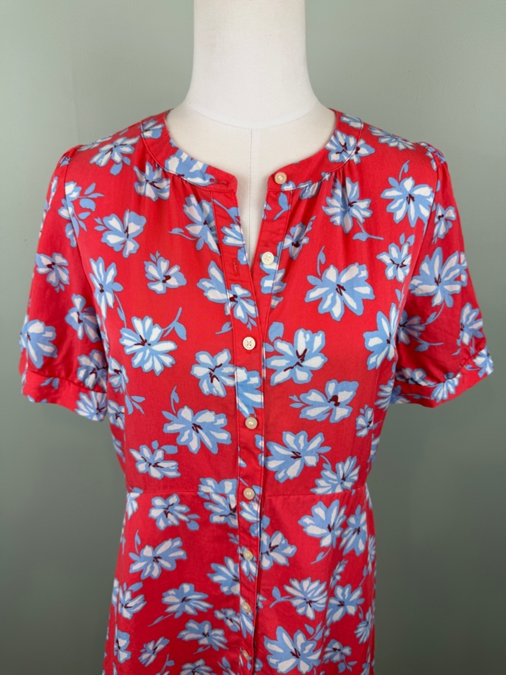 Loft floral button down Lyocell summer mini dress size 4 - Picture 2 of 7